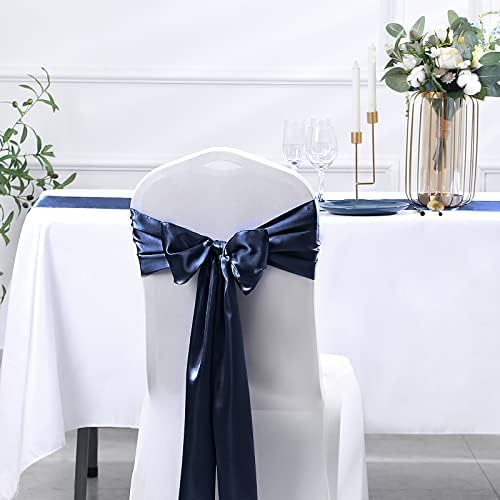 SiinvdaBZX 12 Pcs Navy Blue Satin Table Runner 12 x 108 inches Long - Image 6