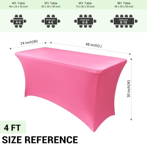 Obstal 4ft Stretch Spandex Table Cover, 2 Pack, Dark Pink - Image 4