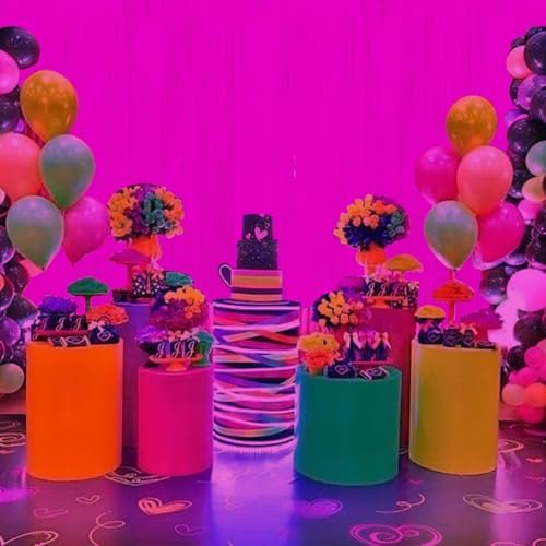 6 Pack 3.3Ft x 6.6Ft Hot Pink Glow in The Dark Foil Fringe Curtain Backdrop Party Supplies, Fluorescent Macaron Metallic Tinsel Foil Streamers Curtain Photo Booth for Neon Birthday Party Decorations - Image 5