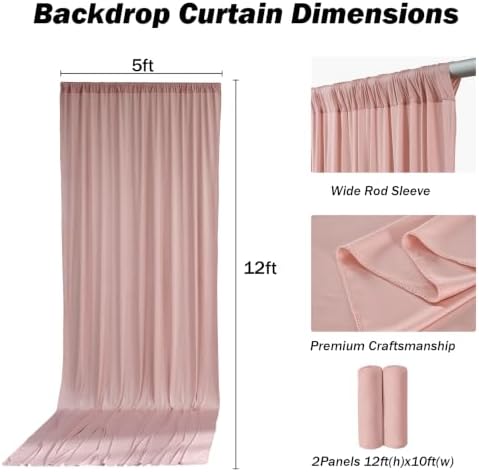 10x12 ft Dusty Pink Backdrop Curtains for Weddings, Birthdays and Photos - Image 5