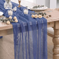 Artoid Mode 3Pcs Navy Blue Gauze Table Runner 28x120Inch, Seasonal Sheer Kitchen Dining Holiday Wedding Birthday Baby Shower Table Decor for Home Party by ArtoidMode