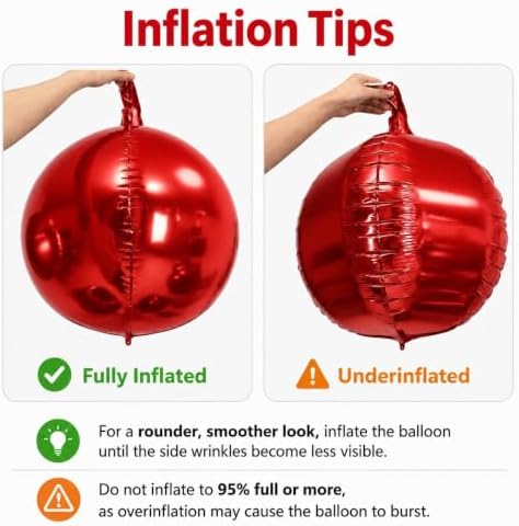 Togvu Red Gold Round Foil Balloons, 16PCS Different Sizes 4D Sphere Balloon - Image 3