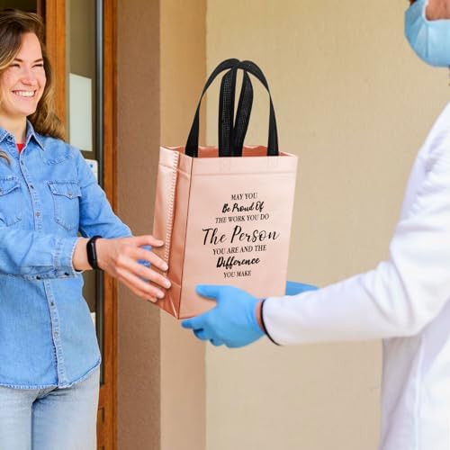 36 Pcs Thank You Reusable Gift Bags Employee Appreciation Gift Bags May You Be Proud Team for Employee Teacher Student Coworker Secretary Assistant Gifts(Rose Gold,10x8x4Inch) - Image 5