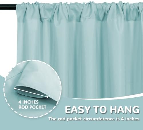 MEETSKY Light Green Backdrop for Parties Wedding Cyan Backdrop Curtains Rod Pocket Drapes Fabric Decoration for Grils Birthday Backdrops Party Baby Shower Photoshoot,5ft x 10ft,2 Panels - Image 3