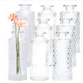 Glass Bud Vase Set in Bulk, 9pcs Mini Vintage Flower Vases for Wedding, Clear Relief Vase for Centerpieces,Home Table Flower Decor, Party Decorations by Brajttt