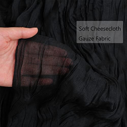 Snowkingdom 10 Ft Black Cheesecloth Table Runner, 120 inch Long Cheese Cloth Boho Gauze Runner for Wedding Bridal Baby Shower Birthday Holiday Party Sheer Halloween Table Decorations - Image 3