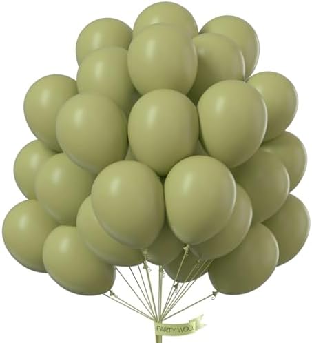 PartyWoo Sage Green Balloons 50pcs Olive Eucalyptus Green Color by PartyWoo