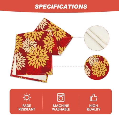 Artoid Mode Red Orange Dahlia Floral 2025 New Year Table Runner, Spring Festival Winter Holiday Kitchen Dining Table Decoration for Home Party Decor 13x72 Inch - Image 5