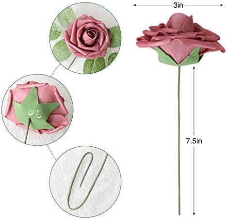 AmyHomie Rose Shades Rose 25pcs Real Looking Artificial Flowers w/Stem - Image 2