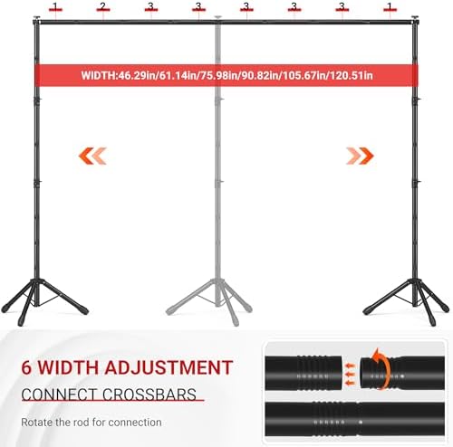 10x10 FT Backdrop Stand for Parties, Adjustable Photo Backdrop Stand Kit with Carrying Bag, Portable Background Stand Backdrop for Wedding, Photoshoot, and Photo Studio - Image 2