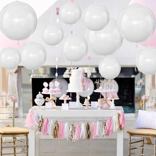 12PCS Matte White Round Foil Balloons 22" 15" 10" Large Balloons - Image 5
