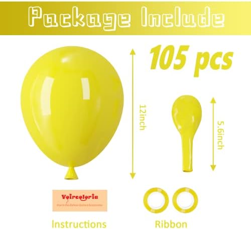 Voircoloria 105pcs Yellow Party Latex Balloons, 12inch - Image 2