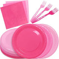 Serves 35 Guests Gradient Pink Plates and Napkins Party Supplies by WXLDGHQ