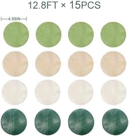 205 Ft Sage Green Party Decorations Oilve Green and Beige Circle Dot Backdrop Garland Tissue Paper Polka Dots Hanging Streamer for Birthday Wedding Engagement Bachelorette Neutral Party Supplies - Image 2