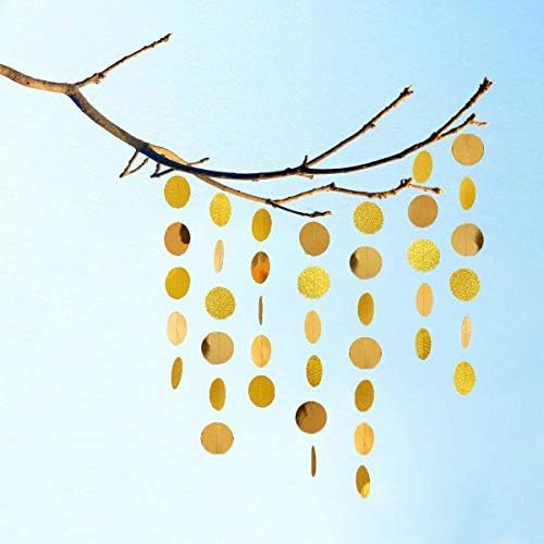 6 Pcs Glitter Gold Paper Circle Dots Garland (52 Feet) - Hanging Decorations for Birthday, Bachelorette, Engagement, Bridal Shower, Wedding, Baby Shower & Christmas - Image 4