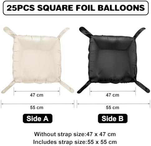 Black White Square Foil Balloon Wall,25Pcs Double Sided Foil Balloons - Image 2