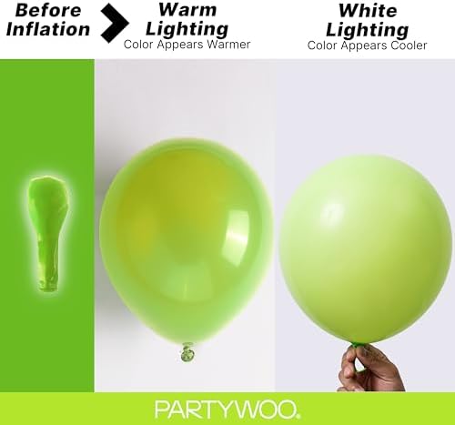 PartyWoo Lime Green Balloons 140pcs Light Green Balloons Different Sizes - Image 3