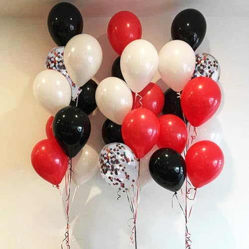 62Pcs Red and Black Balloons Kit - 12 Inches Red Black Party Decoration Balloons for Graduation Casino Theme Birthday Graduation Party Decorations Supplies - Image 7