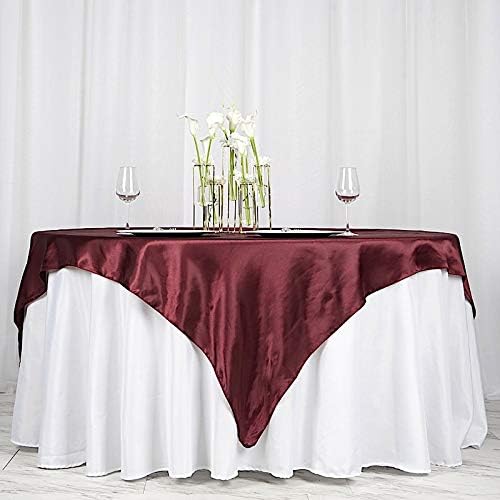 Balsa Circle 10 pcs 72x72 inch Burgundy Square Tablecloth Satin Fabric Overlays Linens | Table Cloths Cover for Wedding Party Banquet Reception Events Decoration Kitchen Dining Events Kitchen Dining - Image 6