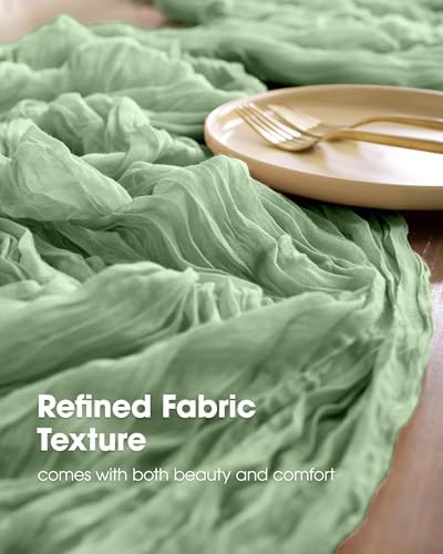 Pureegg 4 Pack Cheesecloth Table Runner 120 Inch Sage Green - Image 3