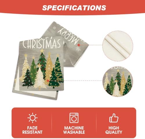 Artoid Mode Grey Xmas Trees Table Runner Home Party Decor 13x72 Inch - Image 5