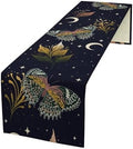 Magic Moon Moth Table Runner Gothic Butterfly Boho Moon Stars Herb Fall Seasonal Autumn Dinner Runner for Farmhouse Party Holiday Home Kitchen Dining Table Decoration 13"x108" by SHElifestyle