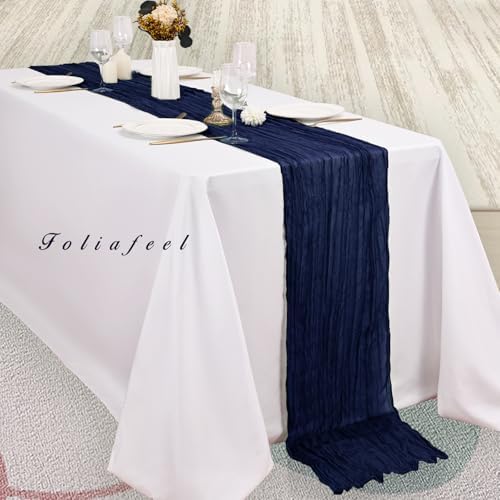 12 Pack Navy Blue Cheesecloth Table Runner 10FT Boho Fabric Rustic Cheese Cloth Table Runner for Wedding Bridal Shower Baby Shower Gauze Sheer Birthday Party Table Decorations 20 x 120 Inch Long - Image 4