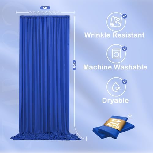 12ft x 10ft Royal Blue Backdrop Curtains for Parties, Wrinkle Free 2 Panels Photo Backdrop Drapes Back Drop Cloth for Wedding Birthday Photography Background Decor - Image 6