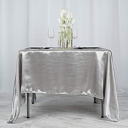 BalsaCircle 10 pcs 72x72 inch Silver Square Tablecloth Satin Fabric Overlays Linens | Table Cloths Cover for Wedding Party Banquet Reception Events Decoration Kitchen Dining Events Kitchen Dining - Image 4