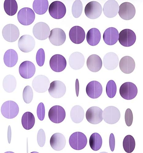 Purple Lavender Paper Garland Circle Dots Party Garland Streamer Backdrop Hanging Decorations, 2.5" in Diameter, 20 Feet in Total by WEVEN