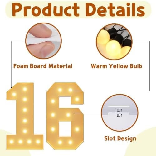 imprsv 16 Marquee Numbers, 4FT Light Up Numbers for 16th Birthday Decor - Image 4