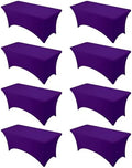 8-Pack Premium Purple Spandex Tablecloths for 6ft Rectangle Tables by DailySet