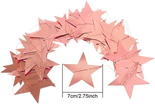 Patelai Glitter Star Garland Banner Decor, 130 Feet Star Hanging Bunting Banner Bright Backdrop for 2026 Graduation Prom Wedding Birthday Christmas Party Supplies(Glitter Rose Gold) - Image 3