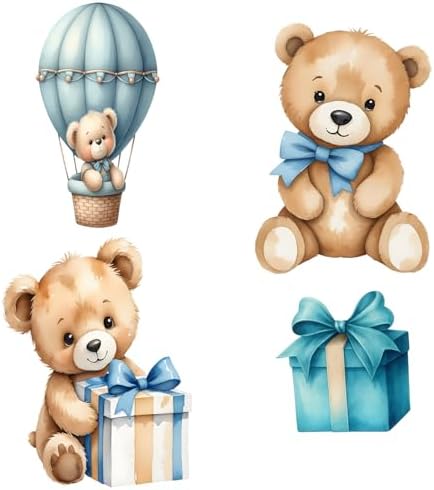 Honoson 4 Pcs Large 24" x 32" Teddy Bear Baby Shower Decorations Cardboard Cutouts, We Can Bearly Wait Standee Blue for Bear Themed Birthday Gender Reveal Party Supplies Lawn Yard Decor - Image 2