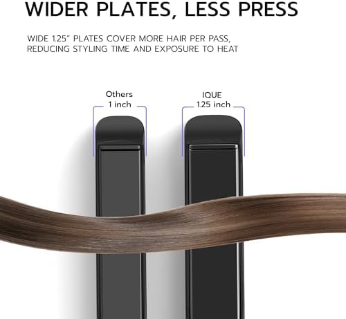 iQUE 1.25" Silk Press Flat Iron Hair Straightener for Women, Dual Voltage - Image 6