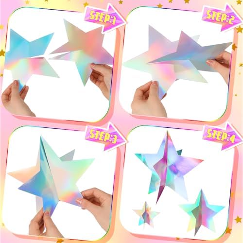 Sinload 45 Piece 3D Iridescent Star Centerpieces Glitter Theme Party Decor - Image 4