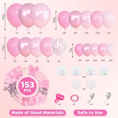 Amandir 153pcs Pastel Light Pink Balloon Garland Arch Kit Different Sizes - Image 2