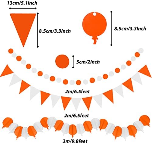 ZERODECO Party Decorations, 41 Pcs Orange Papar Fans Pompoms Garlands String Tissue Paper Tassel for Halloween New Years Spring Festival Wedding Birthday Party - Image 5