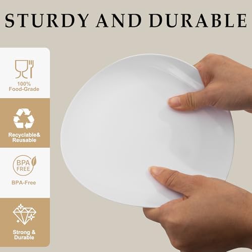 I00000 White Plastic Plates,Nice Disposable Plates with Silver Silverware - Image 6