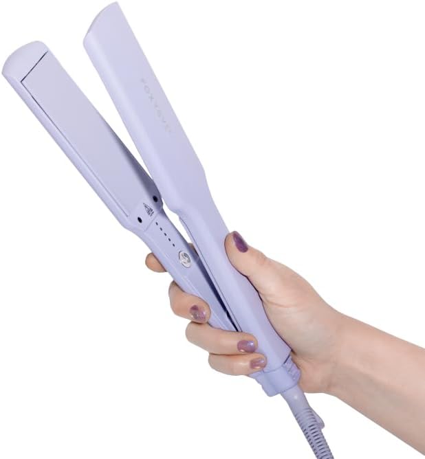 FoxyBae Flat Iron Hair Straightener - Sleek & Slay 1.75" Wide Plate Ceramic Flat Iron - Dual Voltage Portable Professional Hair Straightener Iron Hot Tools Locks in Moisture & Shine [Lavender] - Image 2
