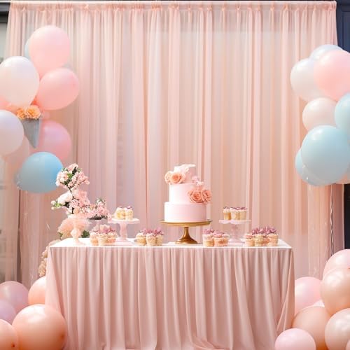 20ft X 10ft Peach Tulle Backdrop Curtain for Parites, Sheer Backdrop Curtains Fabric Drapes for Wedding Ceremony Arch Party Stage Decorations - Image 4