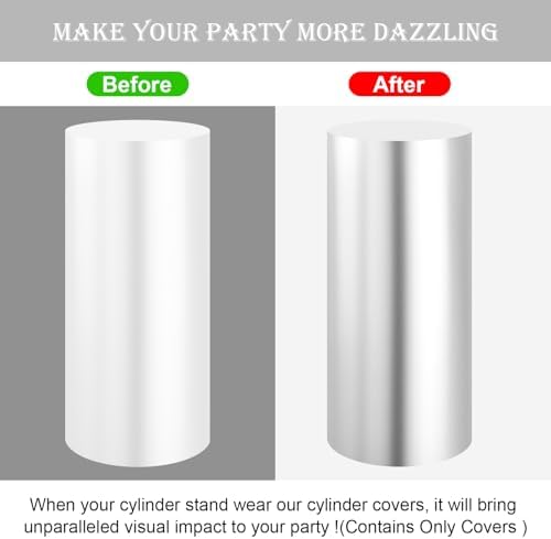 SaitiMade Set of 5 - Silver Cylinder Pedestal Stand Covers - Image 4