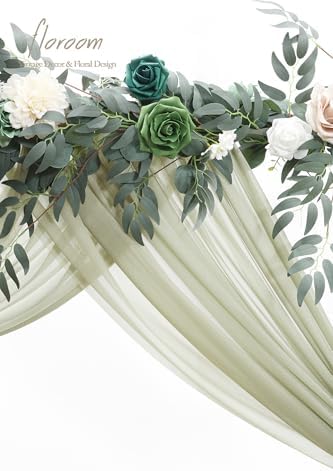 Floroom Wedding Arch Draping Fabric 2 Panels 20Ft Sage Green Chiffon Fabric Drapes Arbor Drapery Wedding Ceremony Reception Swag Decorations - Image 3