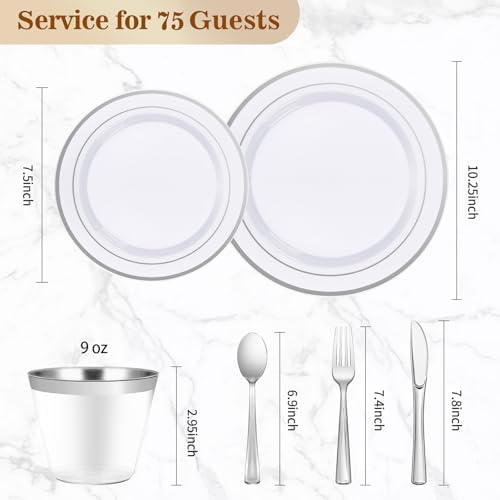 BESTVIP 450PCS Silver Dinnerware Set for 75 Guests, - Image 2