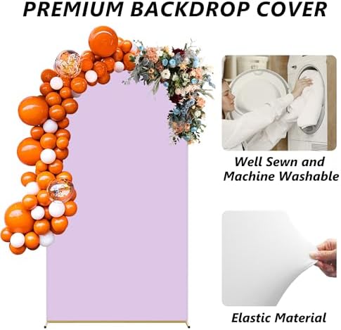 Neatsure Arch Backdrop Stand and Cover Set, 7.2FT Metal Photo Balloon Arch Backdrop Stand for Wedding Birthday Party Baby Shower Ceremony Graduation Decoration, Lilac - Image 3