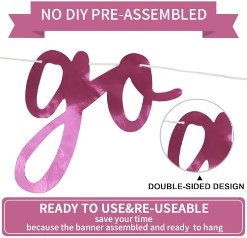 BEISHIDA Bright Pink Pre-Strung Go Shawty It's Your Birthday Banner Decor - Image 3