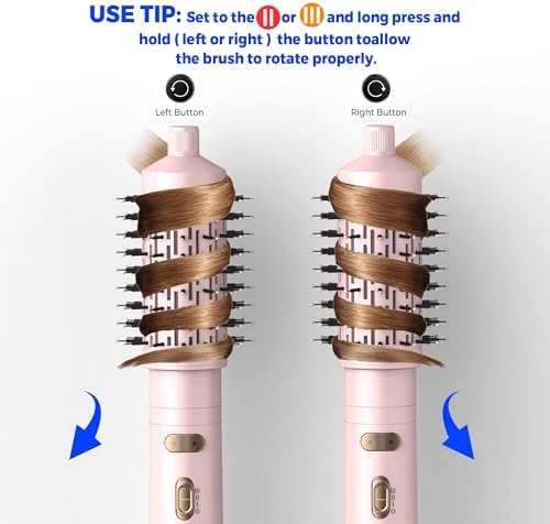 3 in 1 Rotating Hair Dryer Brush Spinning with Detachable Brush(2" & 1.5"),Negative Ionic Brush Blow Dryer 100-120V,3 Heats and 2 Speeds Rotating Hot Air Brush for Curling,Straight,Drying - Image 3