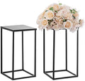 Nuptio Metal Black Vase, 2 Pcs 15.7 inch Tall Cylinder & Square Vases for Centerpieces, Home Party Decorations, Wedding, Anniversary, Birthday, Mother's Day by Nuptio