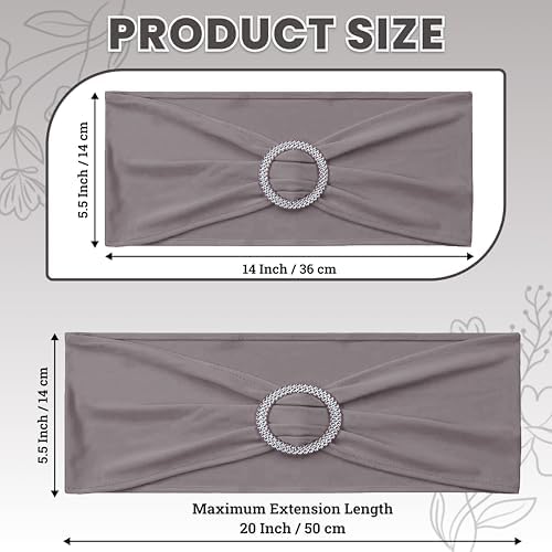 MDS Pack of 25 Spandex Chair Sashes for Wedding Party & Event – Silver Grey - Image 2