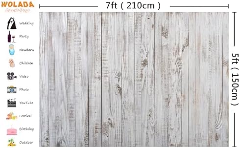 7x5FT Vintage Wood Backdrop Retro Rustic White Gray Wooden Floor Backdrops for Photography Kids Adult Photo Booth Video Shoot Vinyl Studio Prop 11890 - Image 3